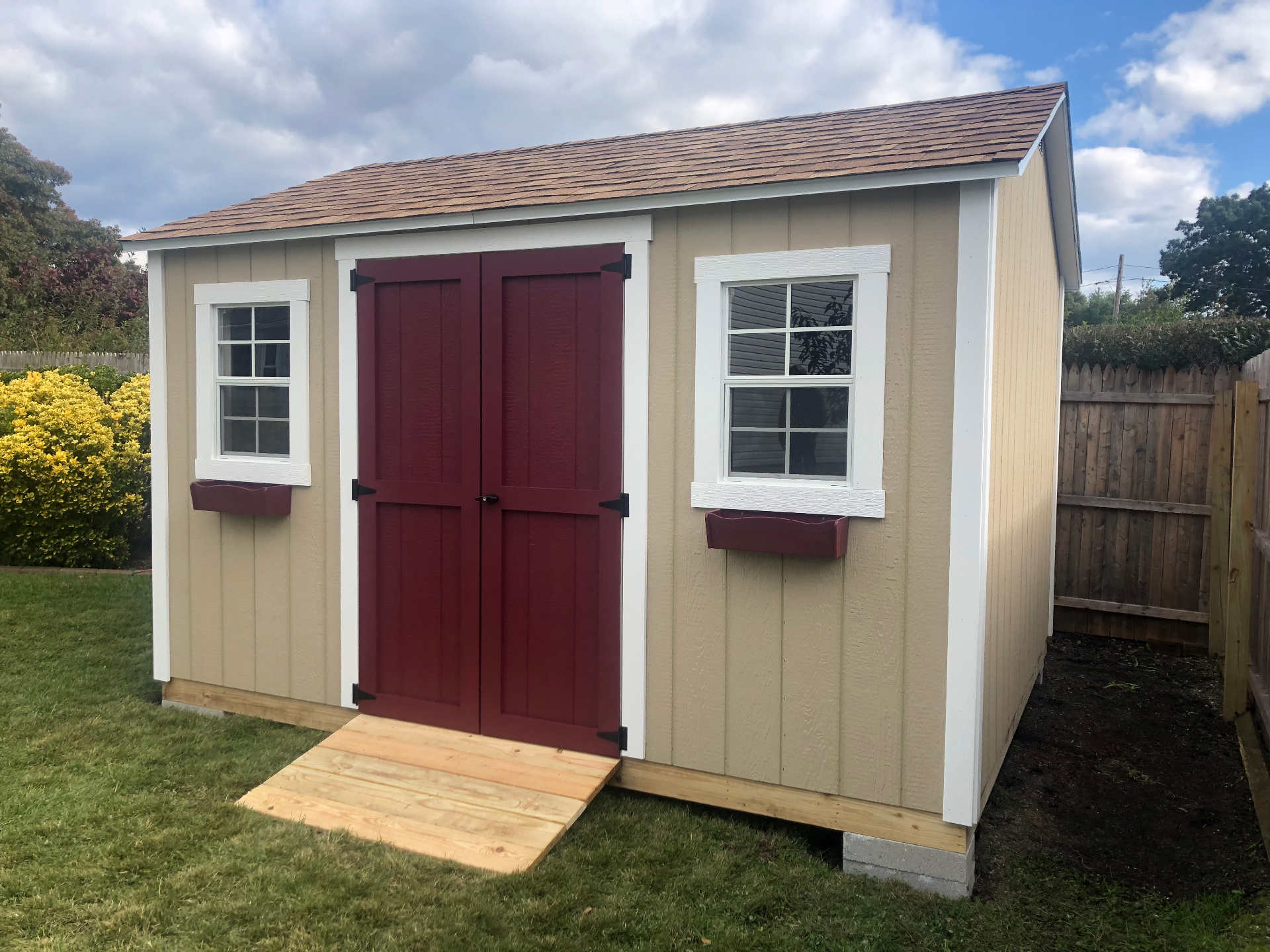 Red barn-style workshop